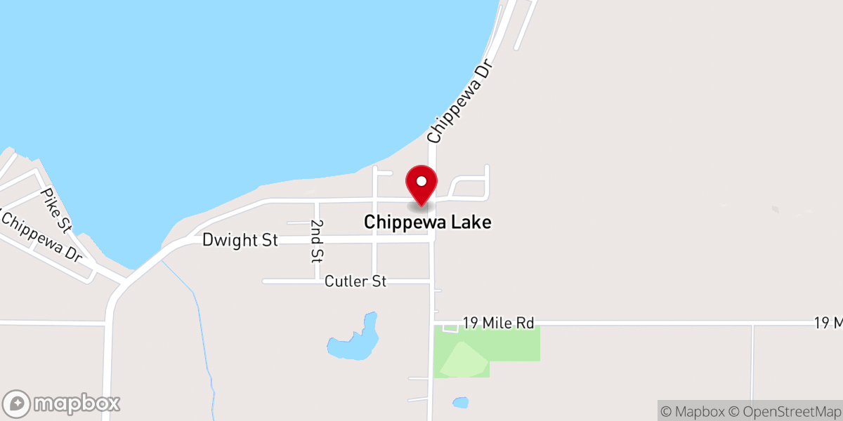 Map showing location of Chippewa Township Hall