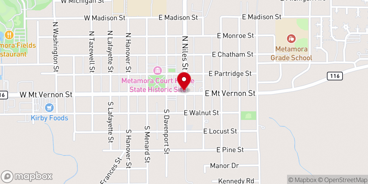 Map showing location of Metamora