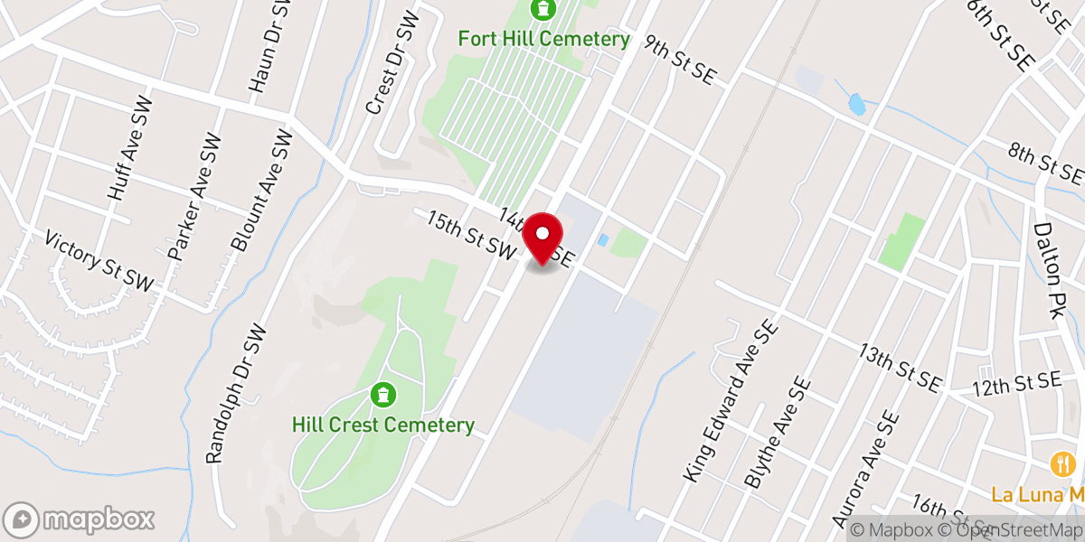 Map showing location of Ridgeview Baptist Church