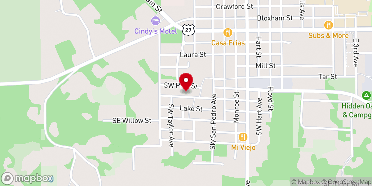Map showing location of Bethel Holy Church