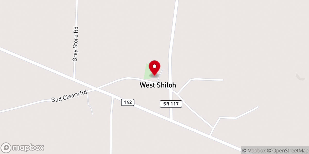 Map showing location of West Shiloh Baptist Church