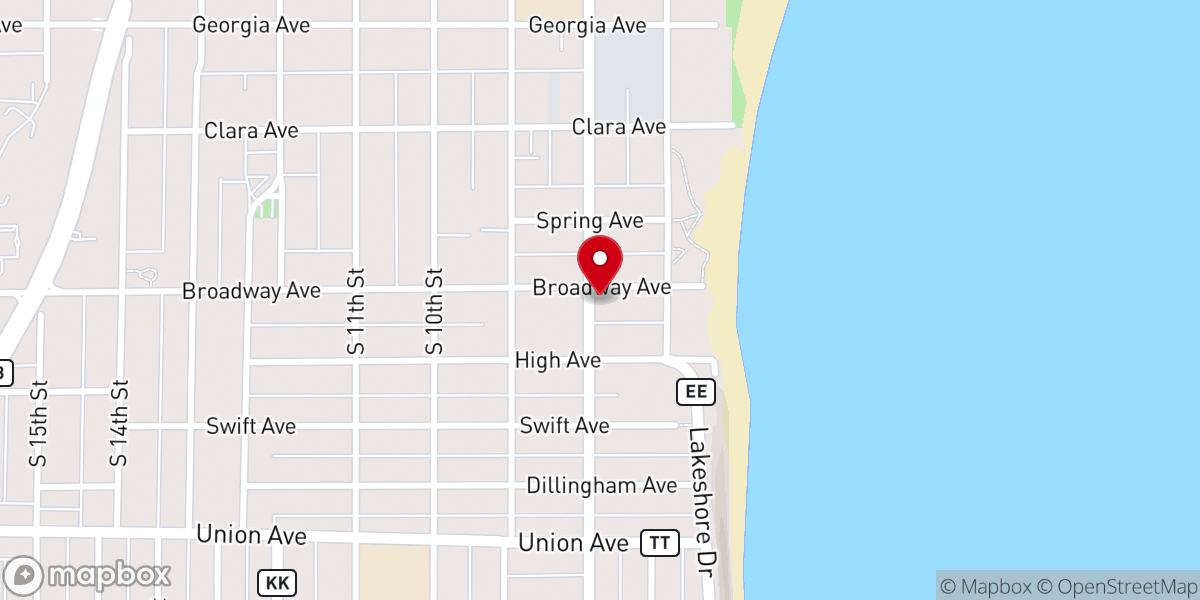 Map showing location of Breakwater Church
