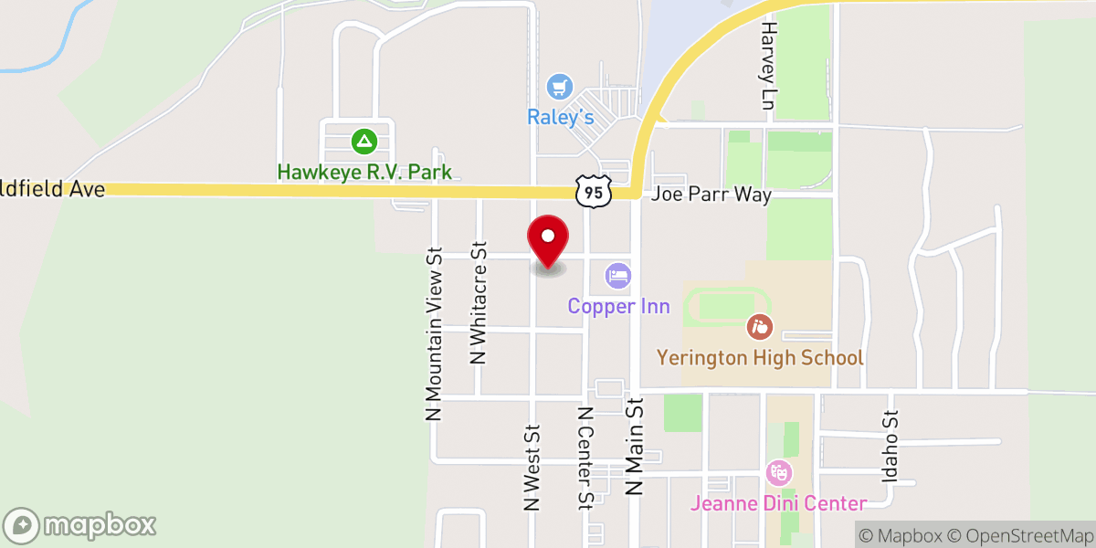 Map showing location of Harvest Baptist Church of Yerington NV