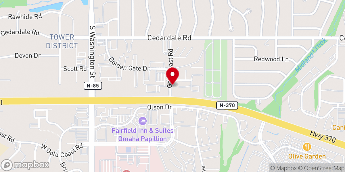 Map showing location of Papillion Christian Center