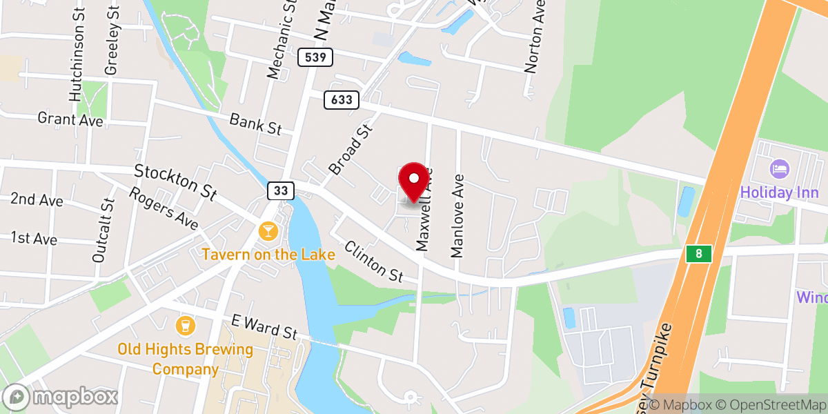 Map showing location of Saint Anthony of Padua Church - Hightstown Walk-Up