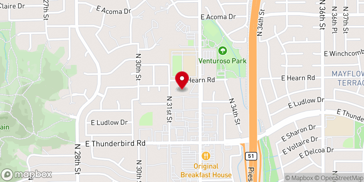 Map showing location of Paradise Valley Baptist Church