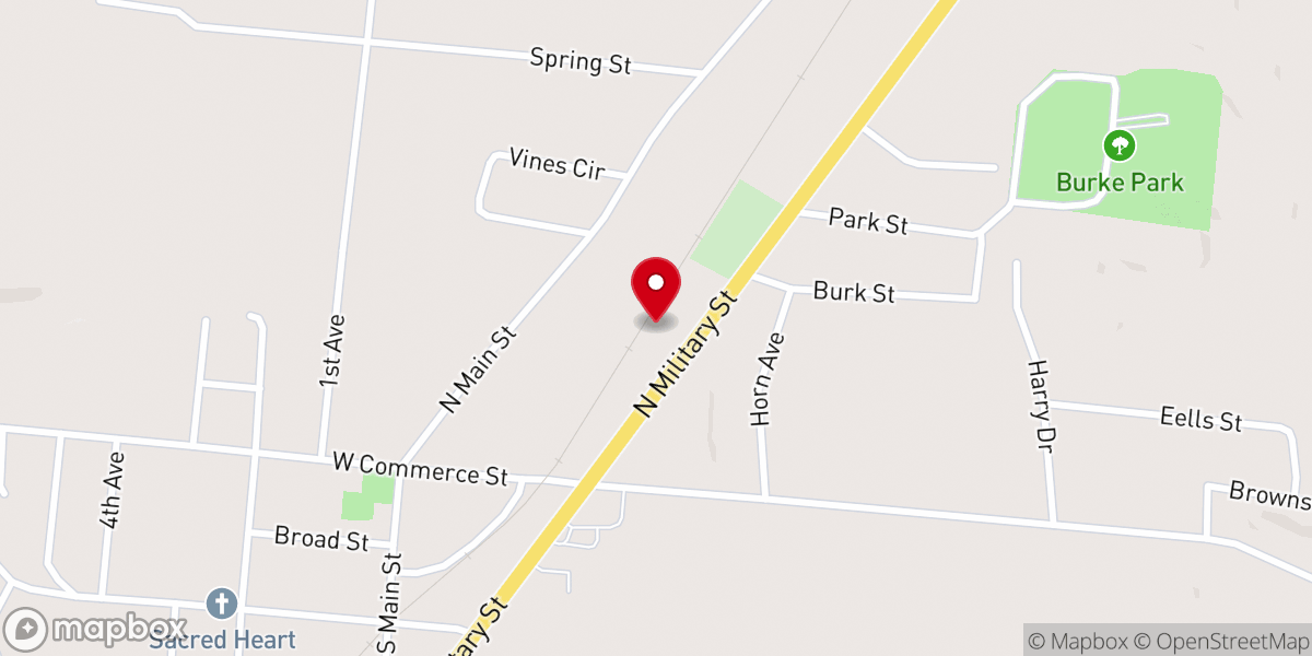 Map showing location of Sacred Heart Rectory