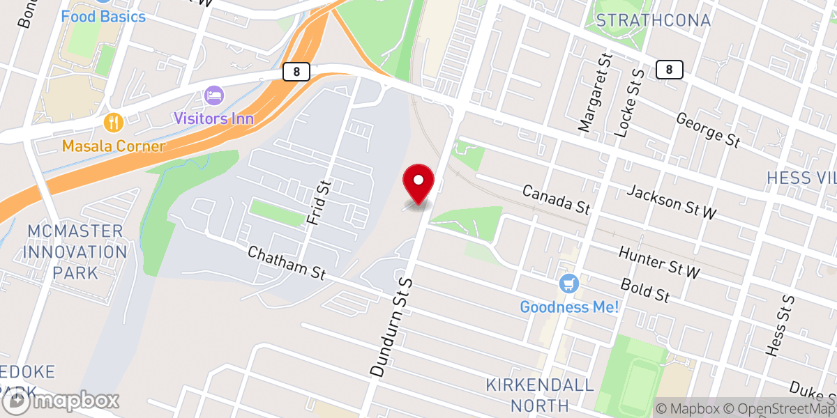 Map showing location of The First Unitarian Church of Hamilton