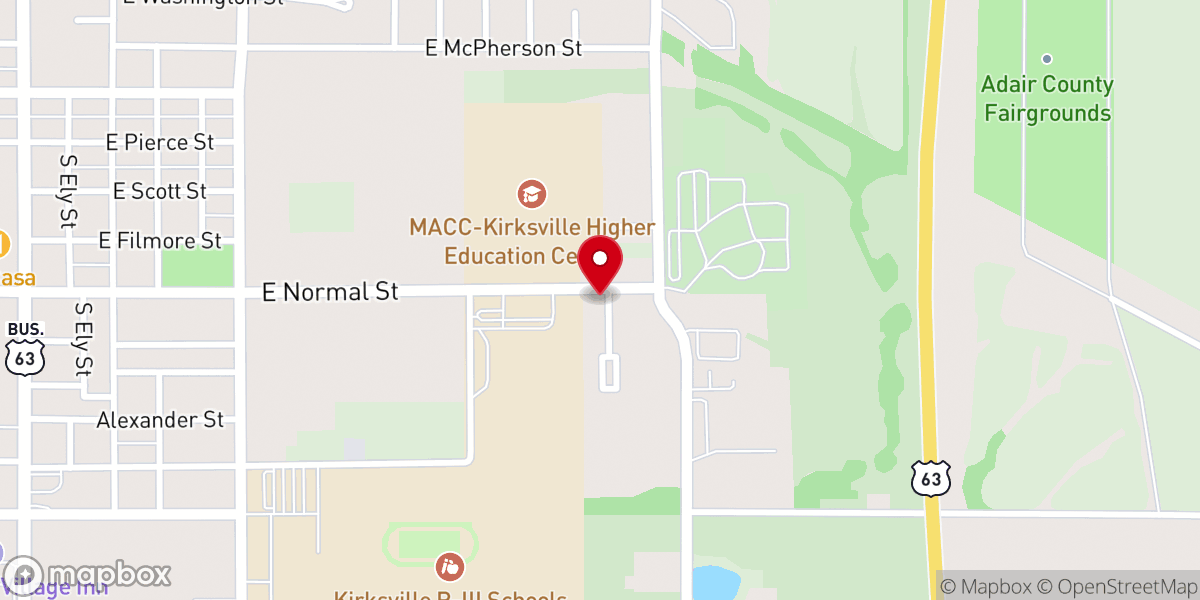Map showing location of Kirksville estates