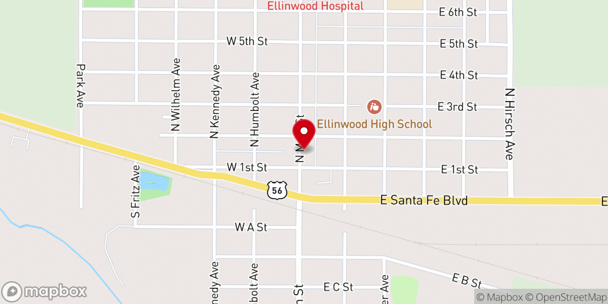 Map showing location of Minnis Chapel- Ellinwood