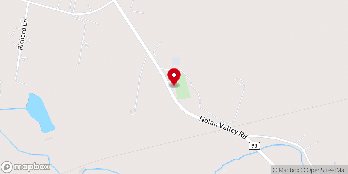 Map showing location of Nolan Valley Baptist Church