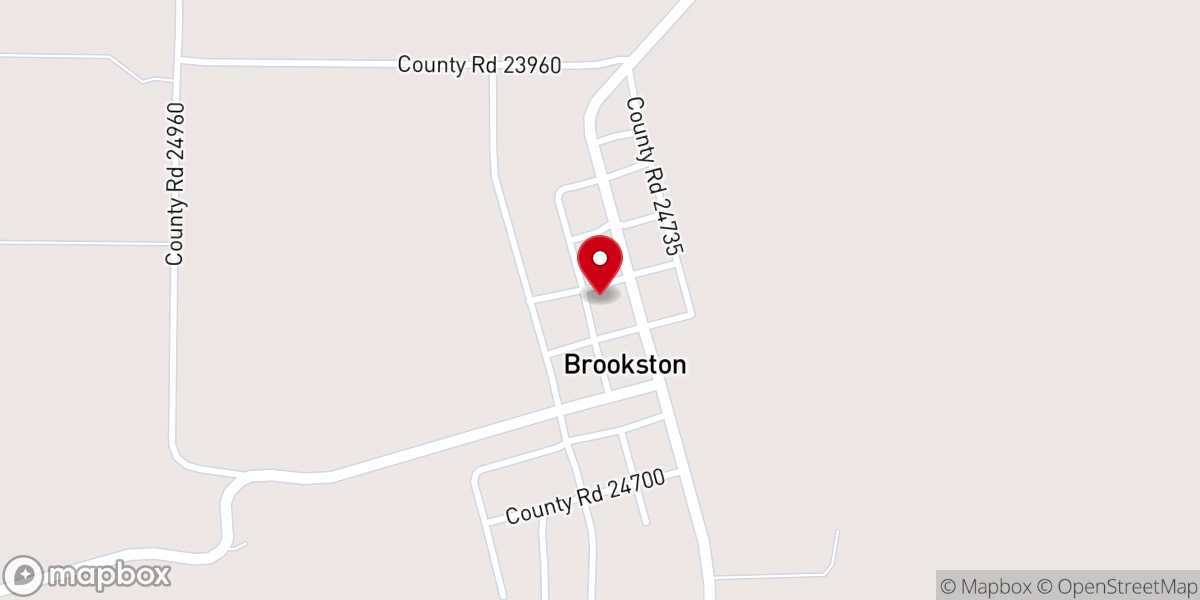Map showing location of Brookston Bible Community Church