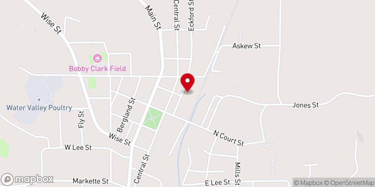 Map showing location of Faith Baptist Church - Water Valley, MS