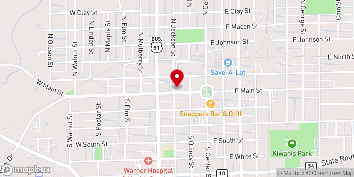 Map showing location of First Christian Church of Clinton, IL