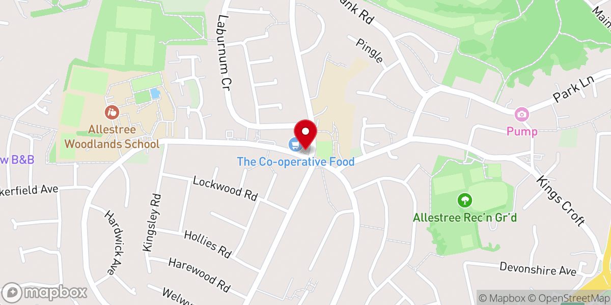 Map showing location of Woodlands Church