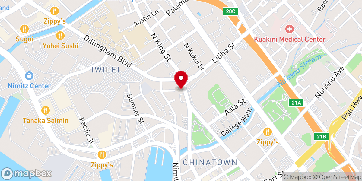 Map showing location of Hawaii Chinese Baptist Church
