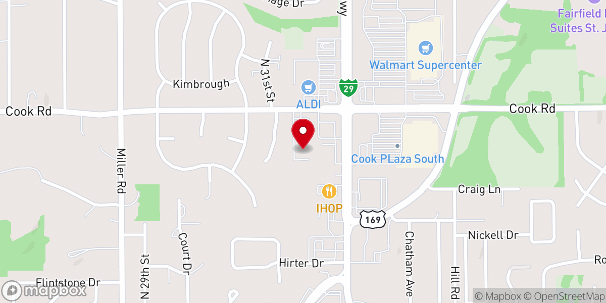 Map showing location of Green Valley Baptist Church