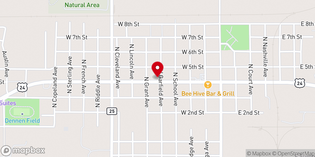 Map showing location of First Presbyterian Church