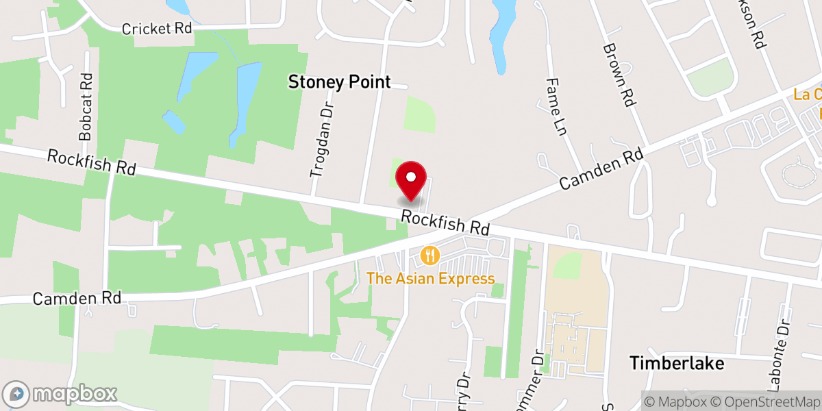 Map showing location of Stoney Point Baptist Church