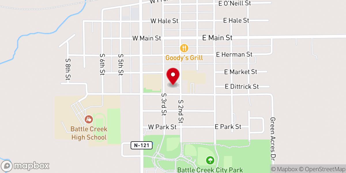 Map showing location of Saint Johns Lutheran Church