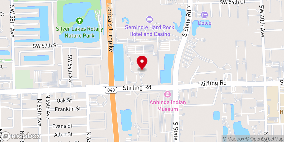 Map showing location of First Seminole Baptist Church
