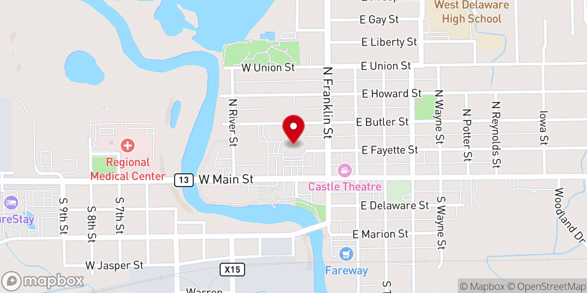 Map showing location of St Mary's Catholic Church