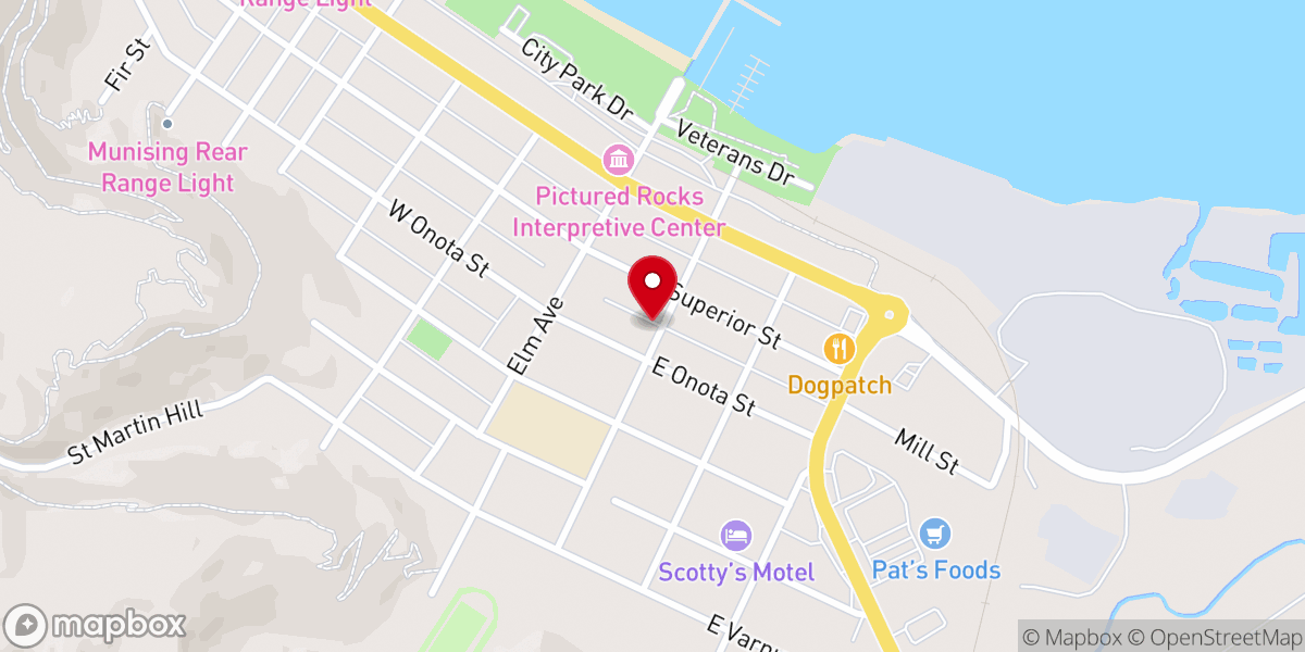 Map showing location of East Channel Brewing Company