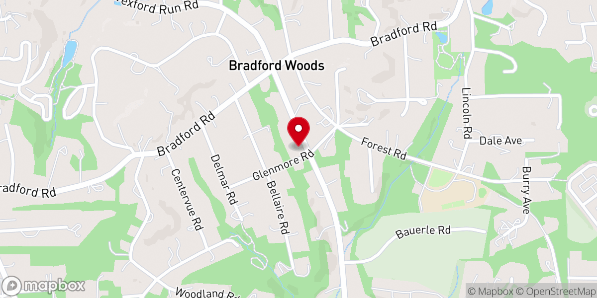 Map showing location of Bradford Woods Community Church