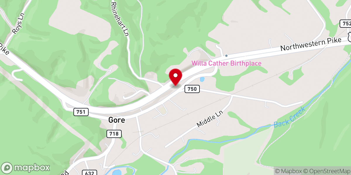 Map showing location of Hebron Baptist Church
