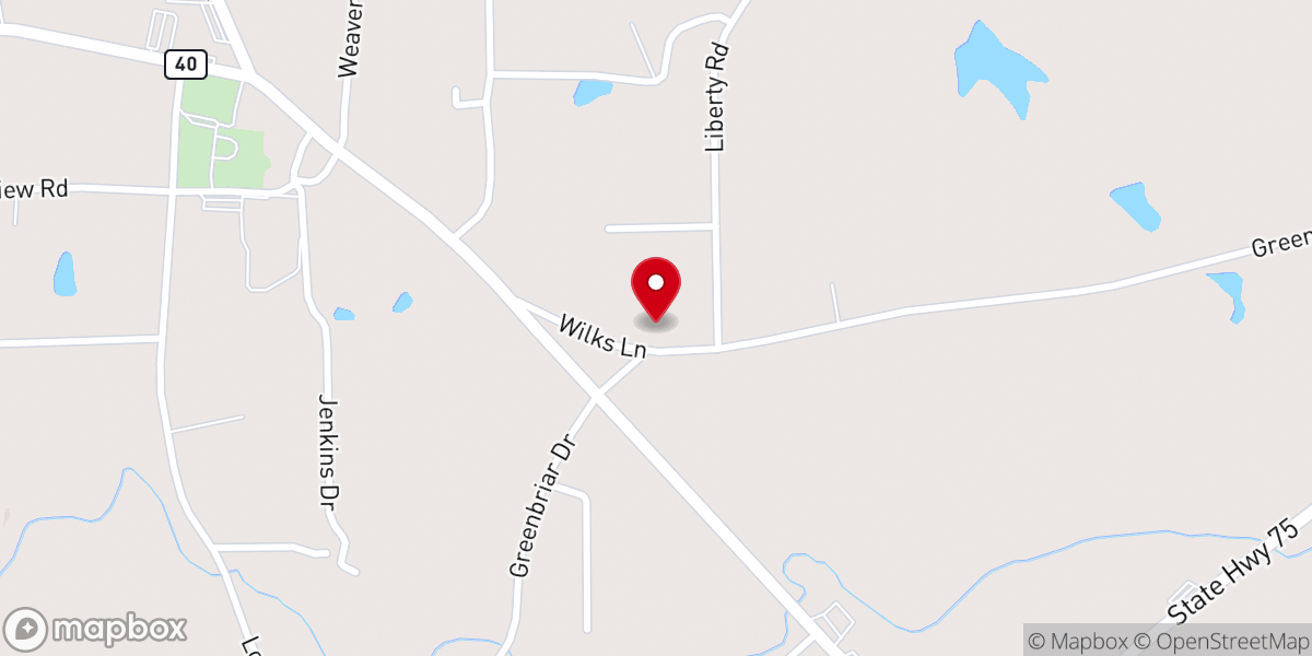 Map showing location of Henagar Church