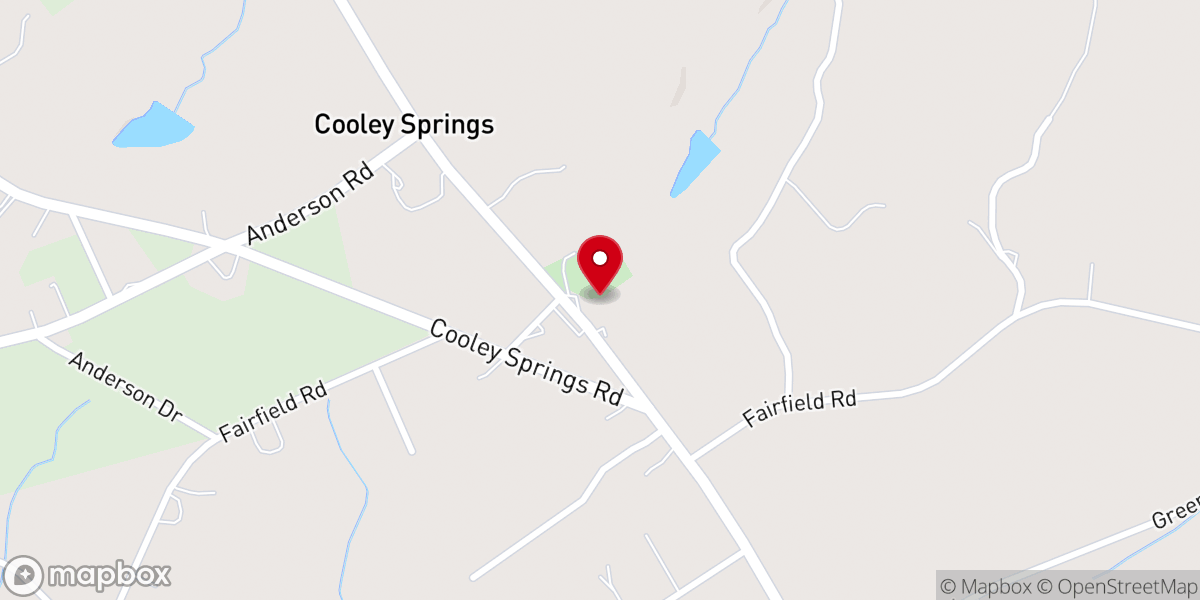 Map showing location of Cooley Springs Baptist Church