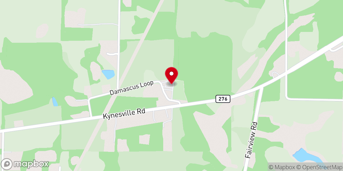 Map showing location of Damascus Free Will Baptist Church