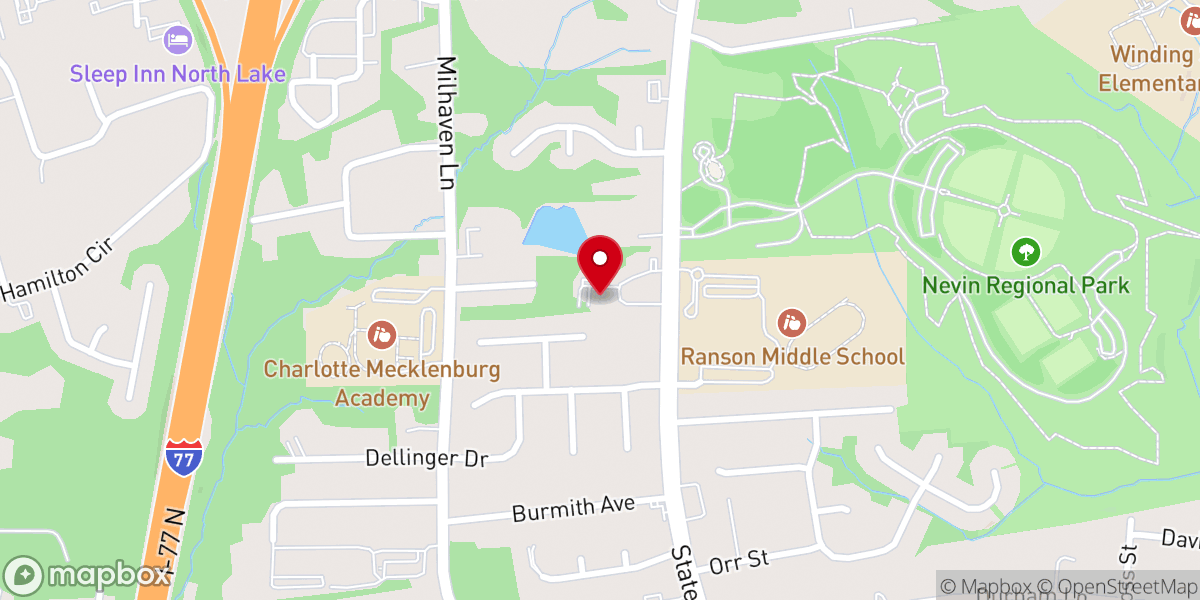 Map showing location of Mision Cristiana Elim Charlotte