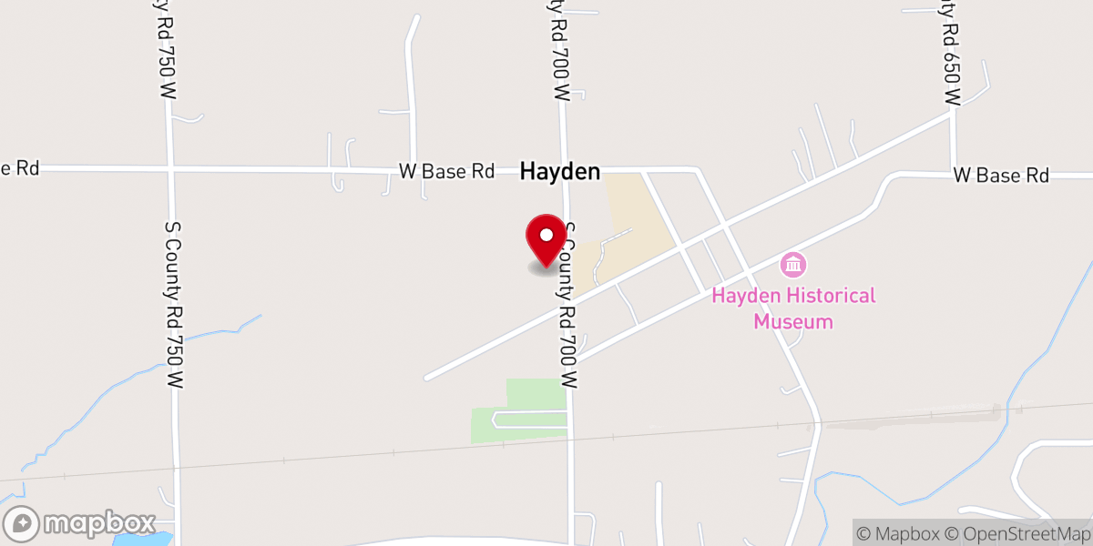 Map showing location of Hayden Baptist Church