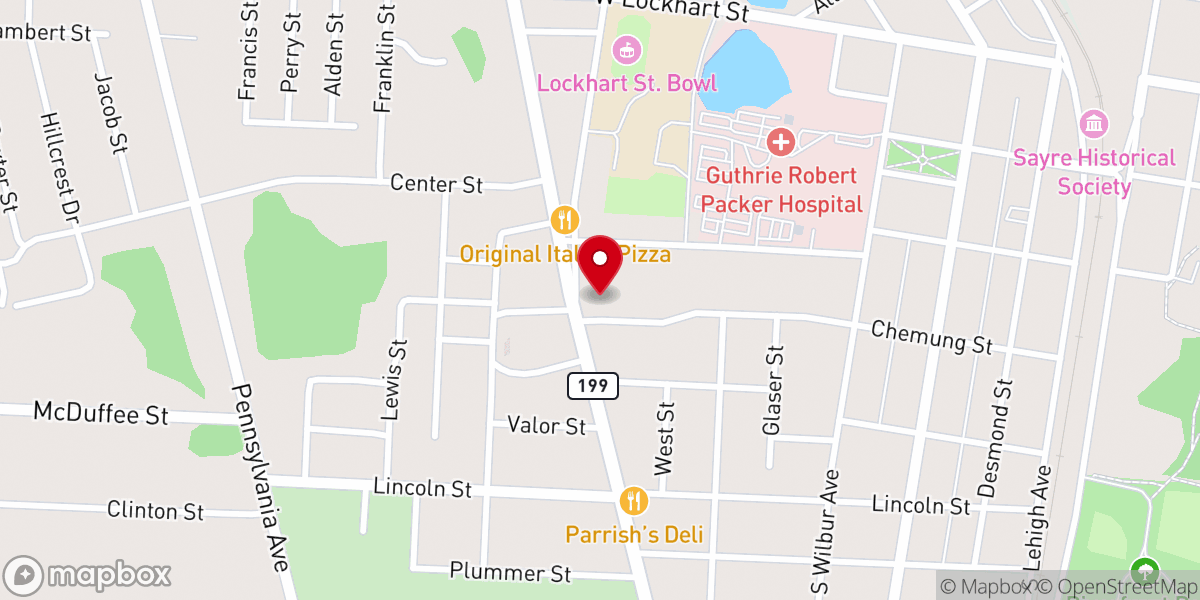 Map showing location of St. John Lutheran Church