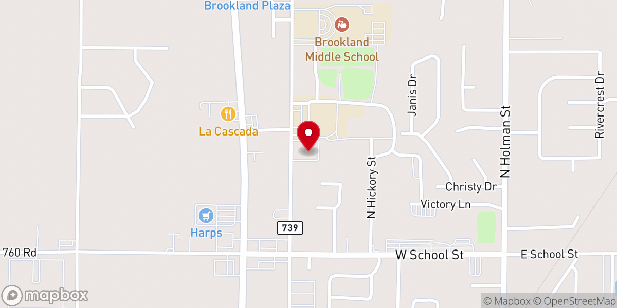 Map showing location of Brookland Baptist Church