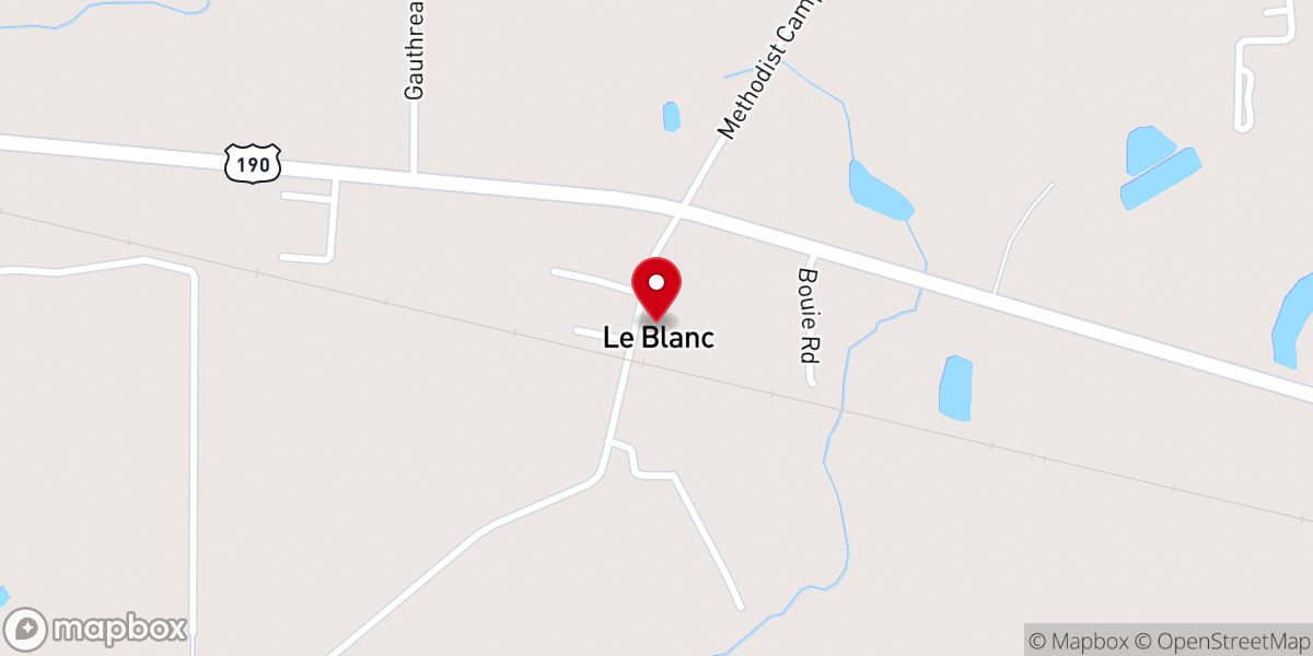 Map showing location of Leblanc Pentecostal Church