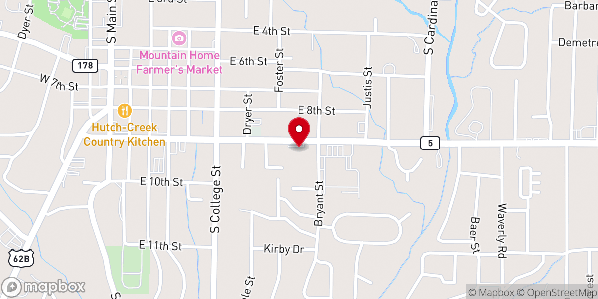 Map showing location of EastSide Baptist Church