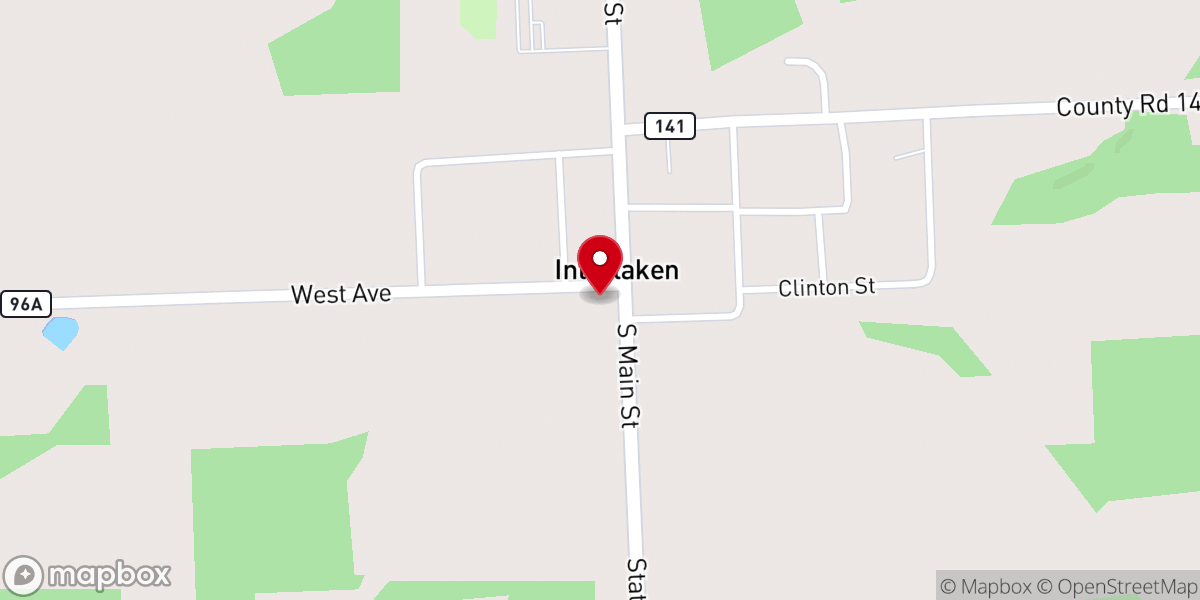 Map showing location of First Baptist Church of Interlaken