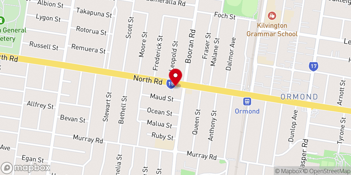 Map showing location of Ormond Anglican Church