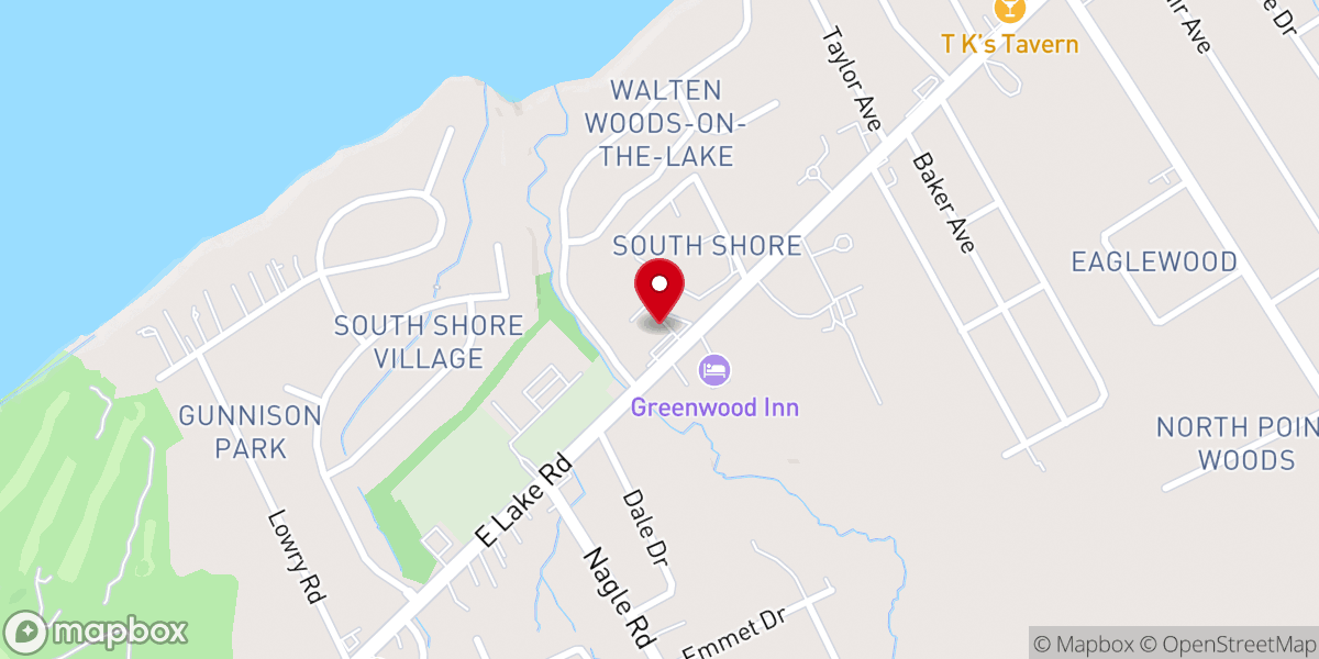 Map showing location of East Lake Road Alliance Church