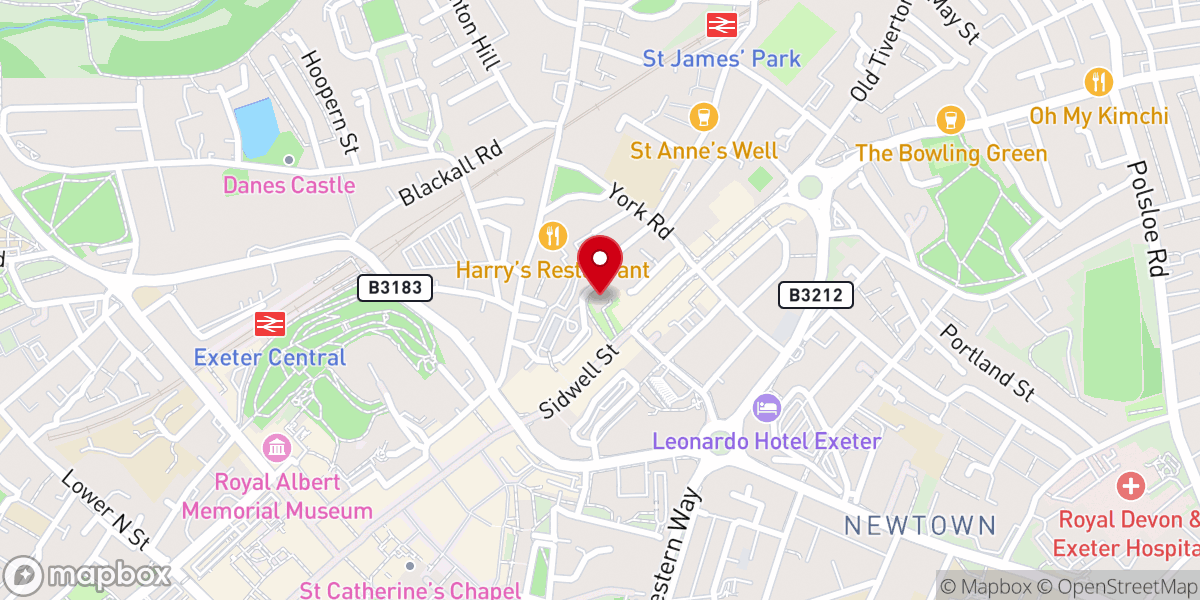 Map showing location of St Sidwell's Chapel