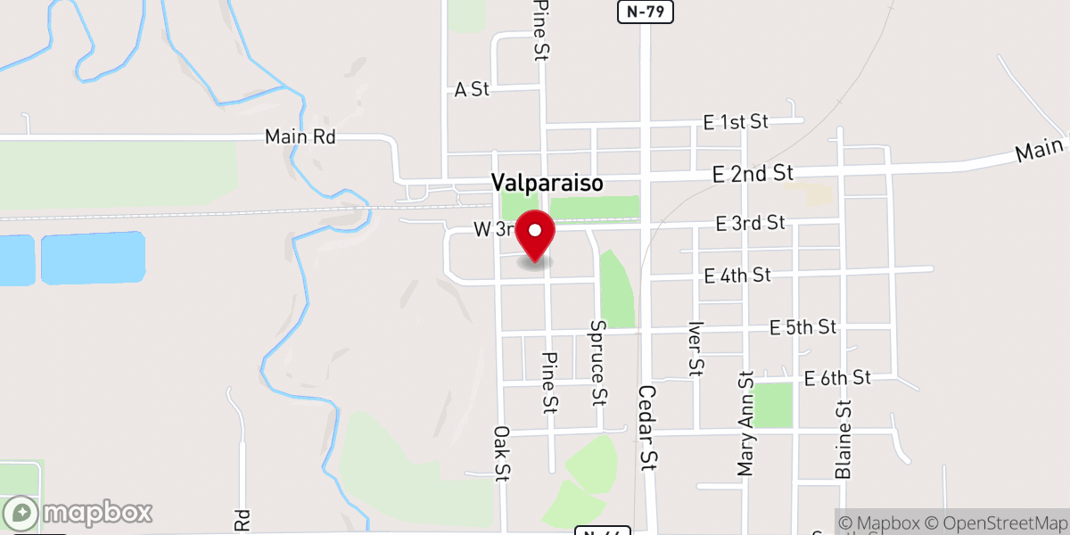 Map showing location of Valparaiso United Methodist Church