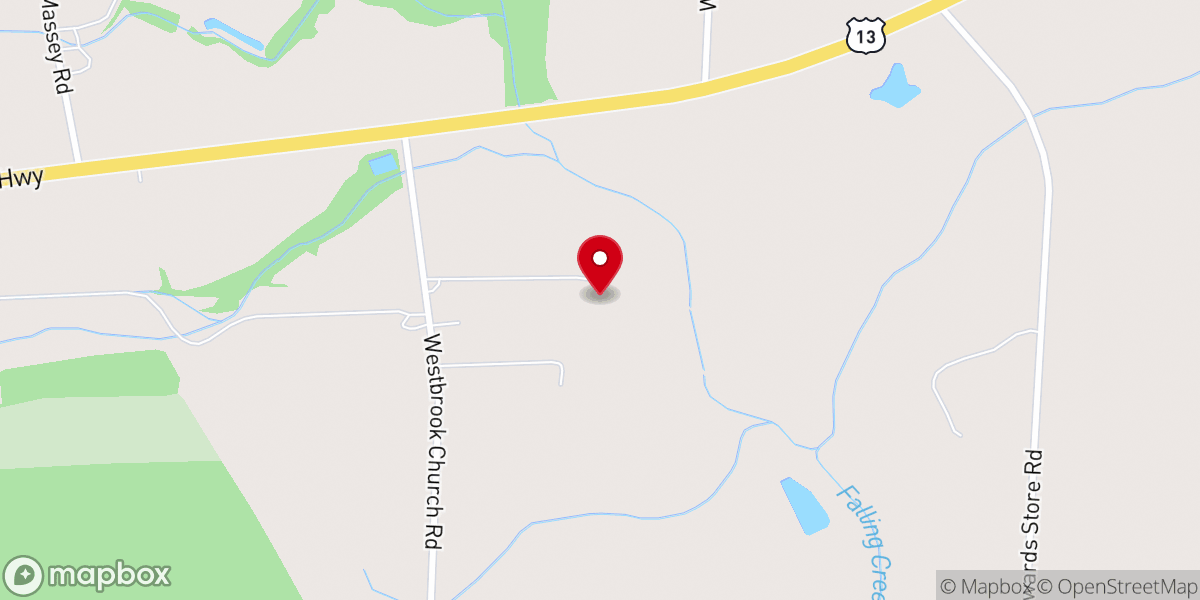 Map showing location of Westbrook Grove Church