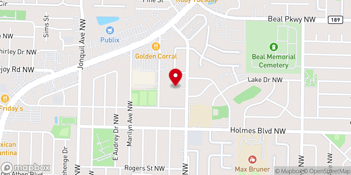 Map showing location of Oakland Baptist Church