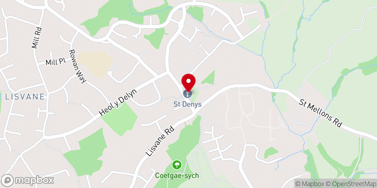 Map showing location of The Parish Church of Saint Denys Lisvane