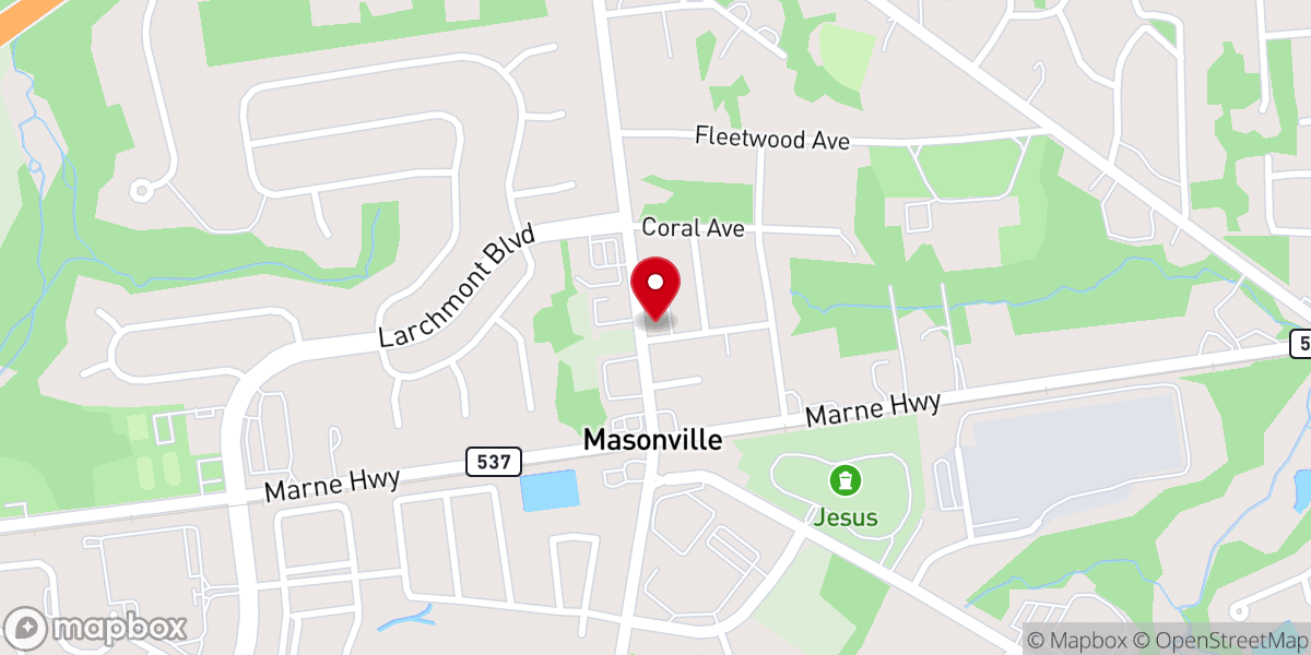 Map showing location of Masonville-Rancocas United Methodist Church