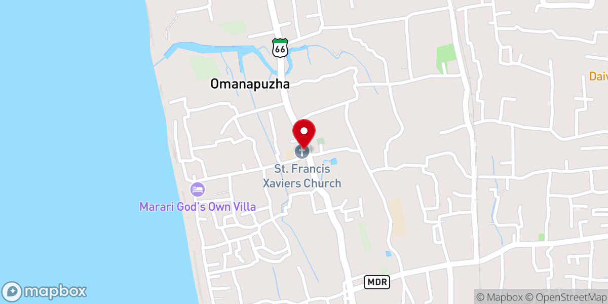 Map showing location of St. Francis Xavier’s Roman Catholic Church