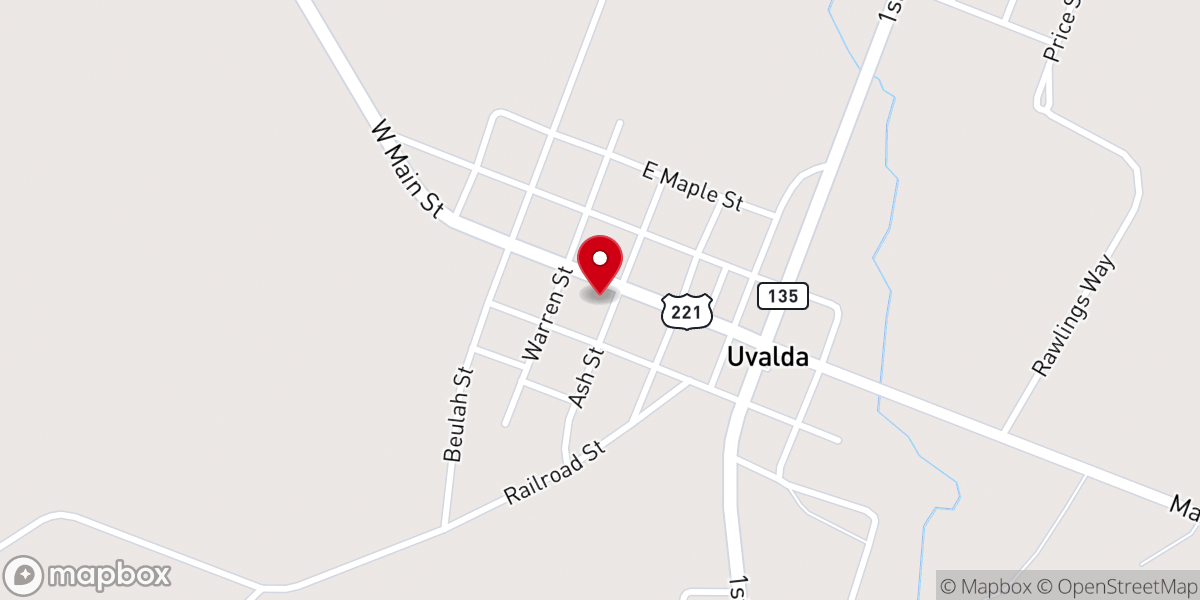 Map showing location of Uvalda Baptist Church Pastorium