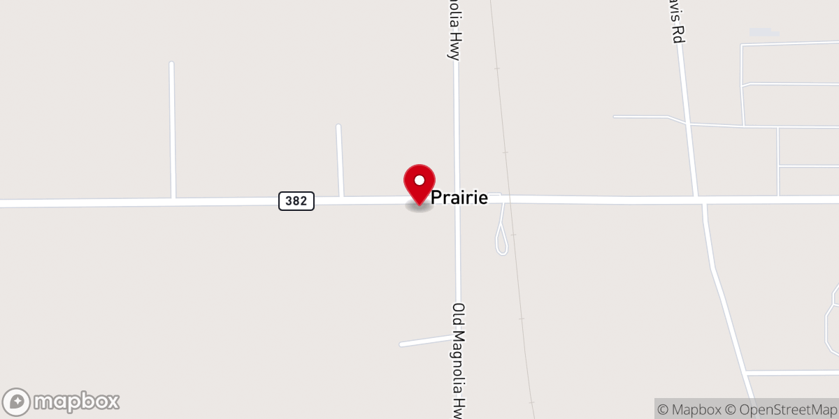 Map showing location of Prairie United Methodist Church